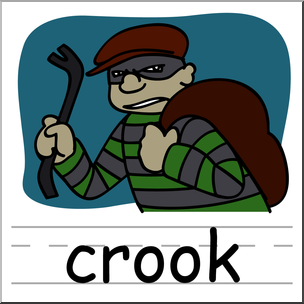 Clip Art: Basic Words: Crook Color Labeled