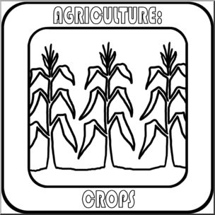 Clip Art: Natural Resources: Crops B&W Labeled