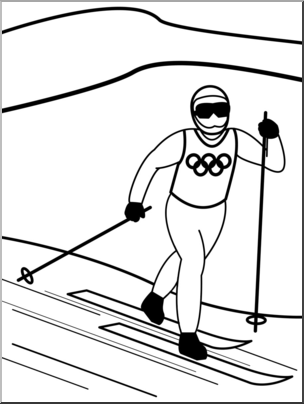 Clip Art: Winter Olympics: Cross Country B&W