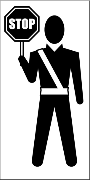 Clip Art: People: Crossing Guard Male B&W – Abcteach