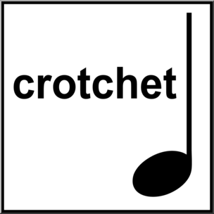 Clip Art: British Music Notation: Crotchet B&W Labeled