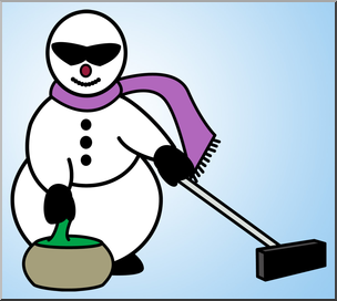 Clip Art: Curling Snowman 2 Color 1
