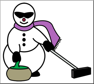 Clip Art: Curling Snowman 2 Color 2