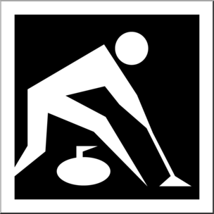 Clip Art: Winter Olympics Event Icon: Curling B&W