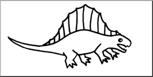 Clip Art: Cute Dinos Dimetrodon B&W