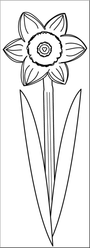 Clip Art: Daffodil Single B&W – Abcteach