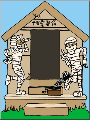 Clip Art: Halloween Houses: Dancing Mummies Tomb Color