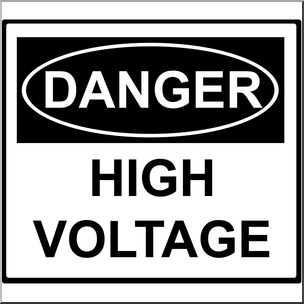 Clip Art: Electricity: Danger High Voltage Sign B&W