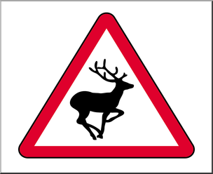 Clip Art: Signs: Deer Crossing 2 Color