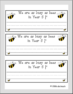 Desk Tag: We are as busy as bees in Year 5
