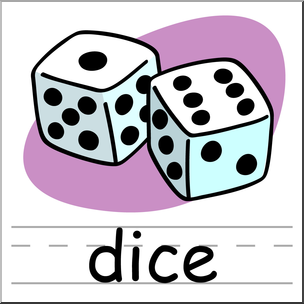 Clip Art: Basic Words: Dice Color Labeled