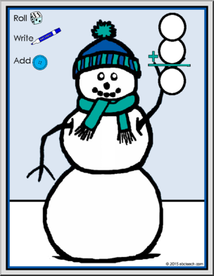 Snowman Dice Mat – Addition Winter