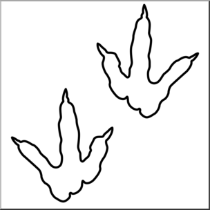 Clip Art: Dinosaur Footprints 01 B&W 2