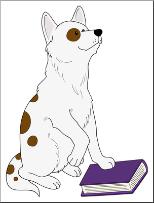Clip Art: Cartoon Dog with Book Color