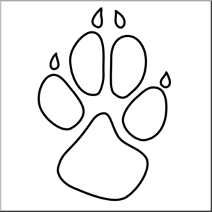 Clip Art: Dog Pawprint 01 B&W 2