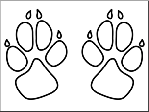 Clip Art: Dog Pawprints 01 B&W 2