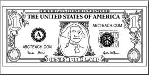 Clip Art: Twenty Dollar Bill Grayscale Front – Abcteach