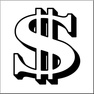 Clip Art: Money: Dollar Sign 2 B&W – Abcteach