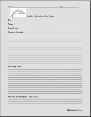 Dolphins Book Report Form