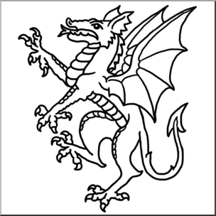 Clip Art: Heraldry: Heraldic Dragon B&W – Abcteach