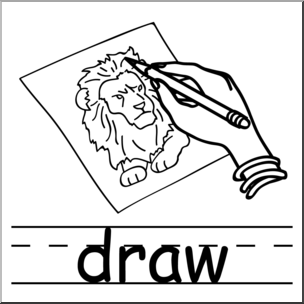 Clip Art: Basic Words: Draw B&W Labeled
