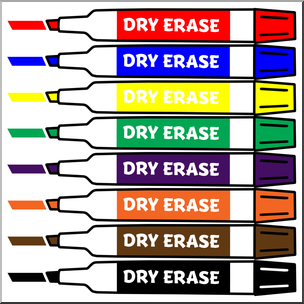 Clip Art: Dry Erase Marker Set Color