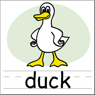 Clip Art: Basic Words: Duck Color Labeled