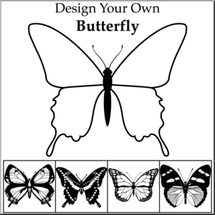 Clip Art: DYO Butterfly B&W