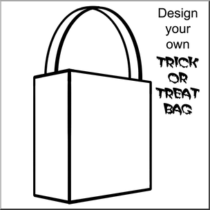 Clip Art: DYO Halloween Treat Bag B&W