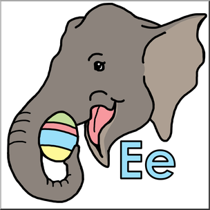 Clip Art: Alphabet Animals: E – Elephant Eats an Egg Color
