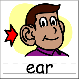 Clip Art: Basic Words: Ear Color Labeled