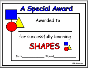 Certificate: Learning shapes (preschool)