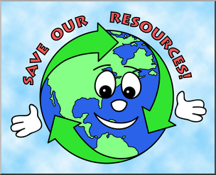 Clip Art: Cute Earth: Save Our Resources Color 1