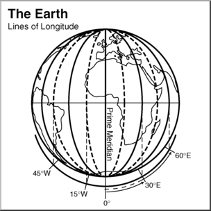 Earth Clipart Black And White Longitude