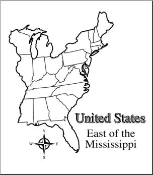 Clip Art: US Map: Eastern States B&W Blank – Abcteach