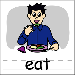 Clip Art: Basic Words: Eat Color Labeled
