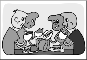 Clip Art: Cartoon School Scene: Classroom 06 Grayscale