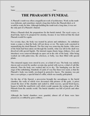 Comprehension: The Pharaoh’s Funeral (upper elem/middle)
