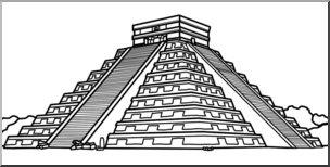 Clip Art: El Castillo de Chichen Itza B&W – Abcteach