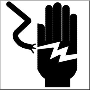 Clip Art: Electricity: Electrical Hazard Symbol 2 B&W