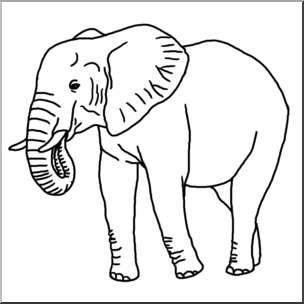 Clip Art: Elephant B&W – Abcteach