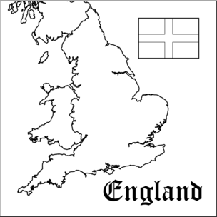 Clip Art: England Map B&W Blank