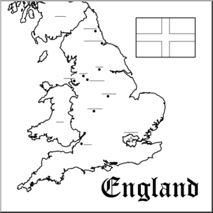 Clip Art: England Map B&W Unlabeled