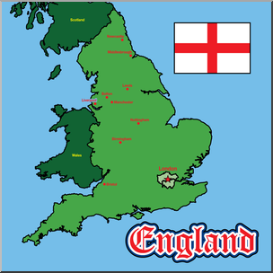 Clip Art: England Map Color Labeled – Abcteach