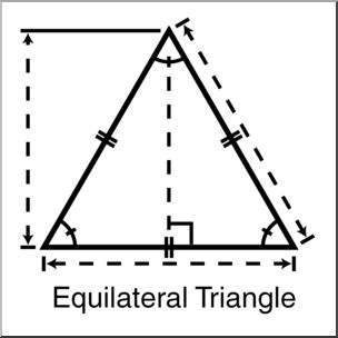 Clip Art: Shapes: Triangle: Equilateral Geometry B&W Labeled
