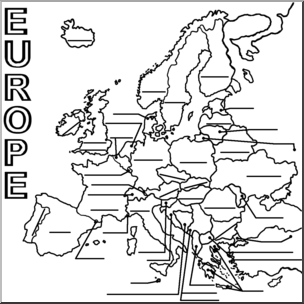 Clip Art: Europe Map B&W Unlabeled – Abcteach