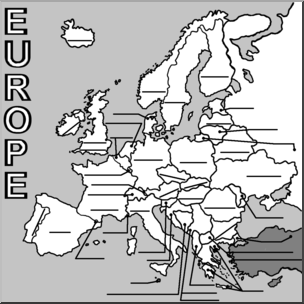 Clip Art: Europe Map Grayscale Unlabeled