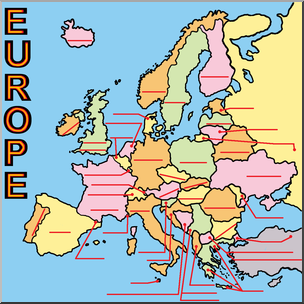 Clip Art: Europe Map Color Unlabeled – Abcteach