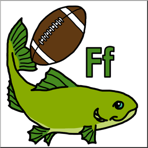 Clip Art: Alphabet Animals: F – Fish Flips a Football Color