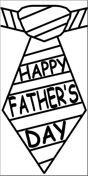 Clip Art: Happy Father’s Day Tie B&W